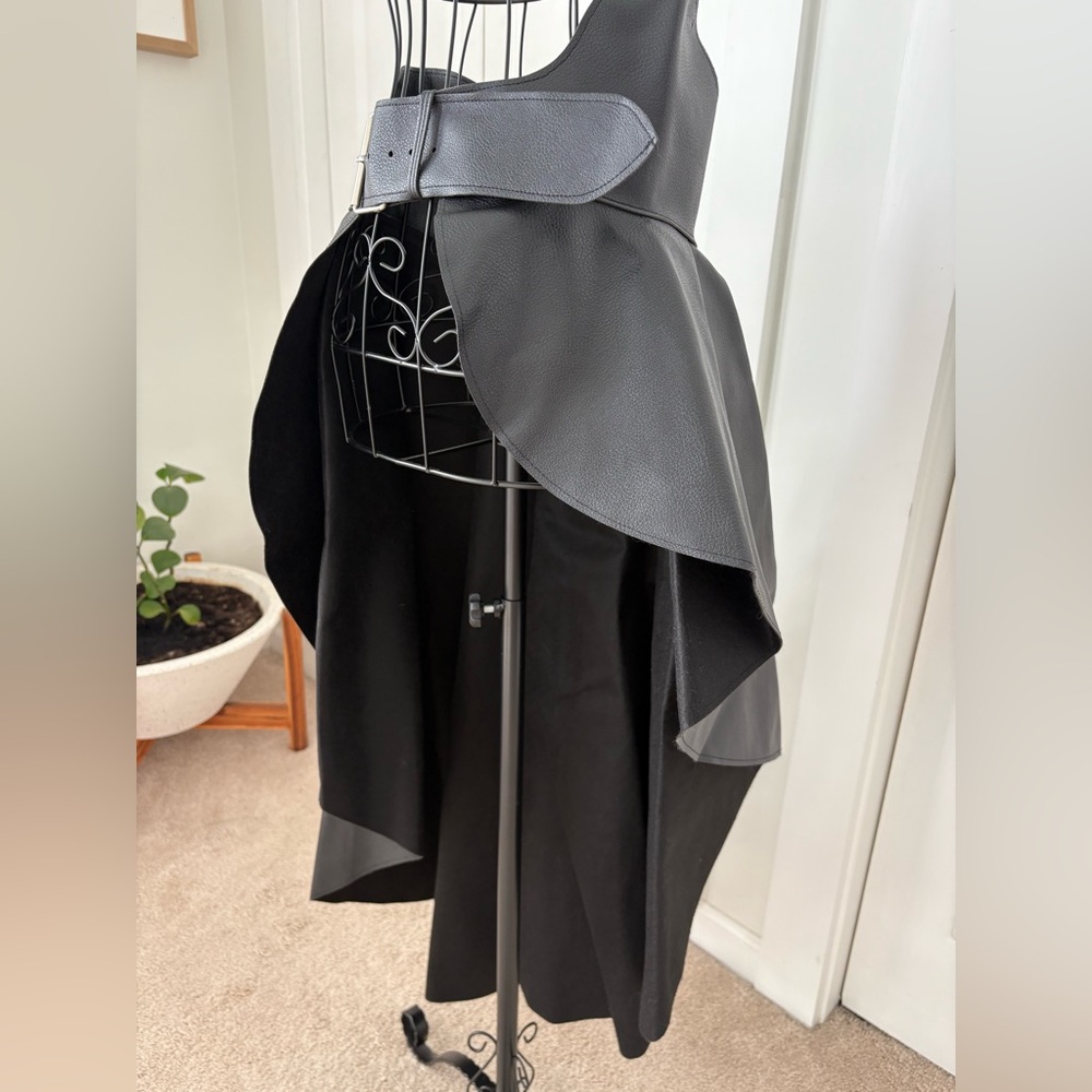 Asymmetrical Black Faux Leather Skirt